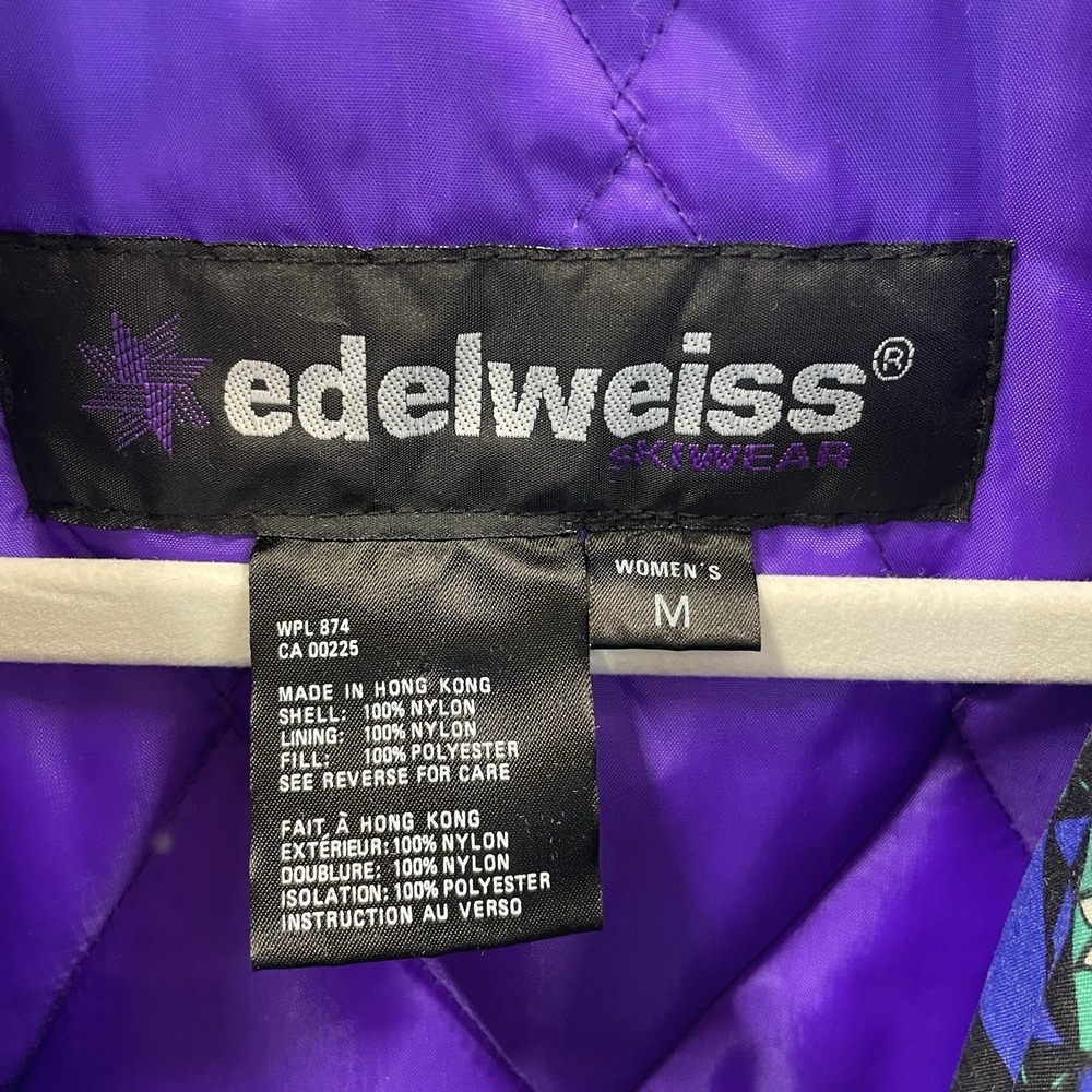 Vintage 90's Edelweiss Womens L Ski Vest Green Nordic Embroidery Quilted Lining - Picture 9 of 12